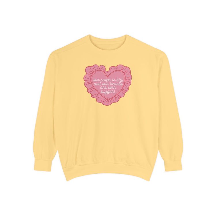 our scope is big heart pillow comfort colors crewneck