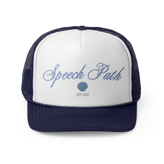 speech path clam trucker hat