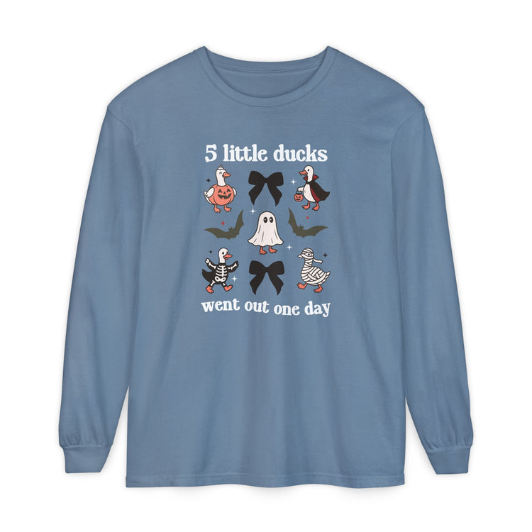 5 little spooky ducks long sleeve tee