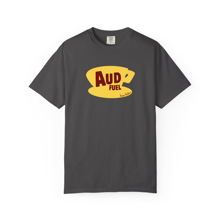 aud fuel yellow coffee cup comfort colors tee