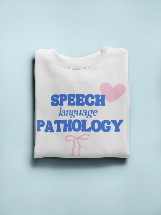 speech language pathology bow + heart crewneck