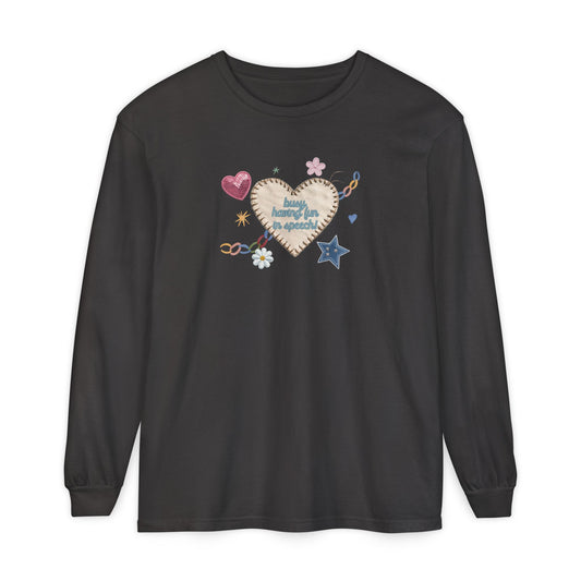 busy having fun patches long sleeve tee