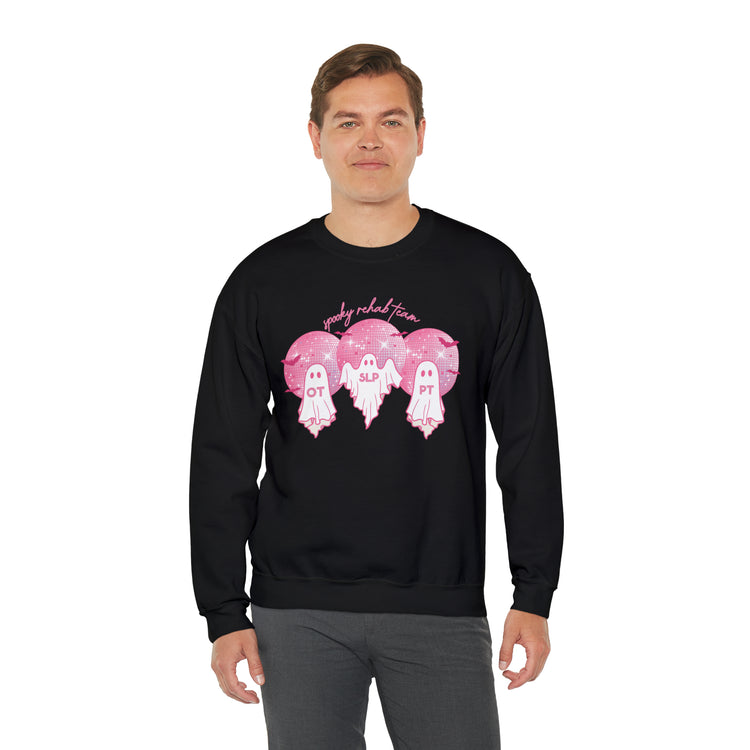 spooky rehab meeting pink disco ghosts crewneck