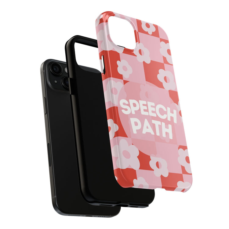 speech path red retro flower iPhone case