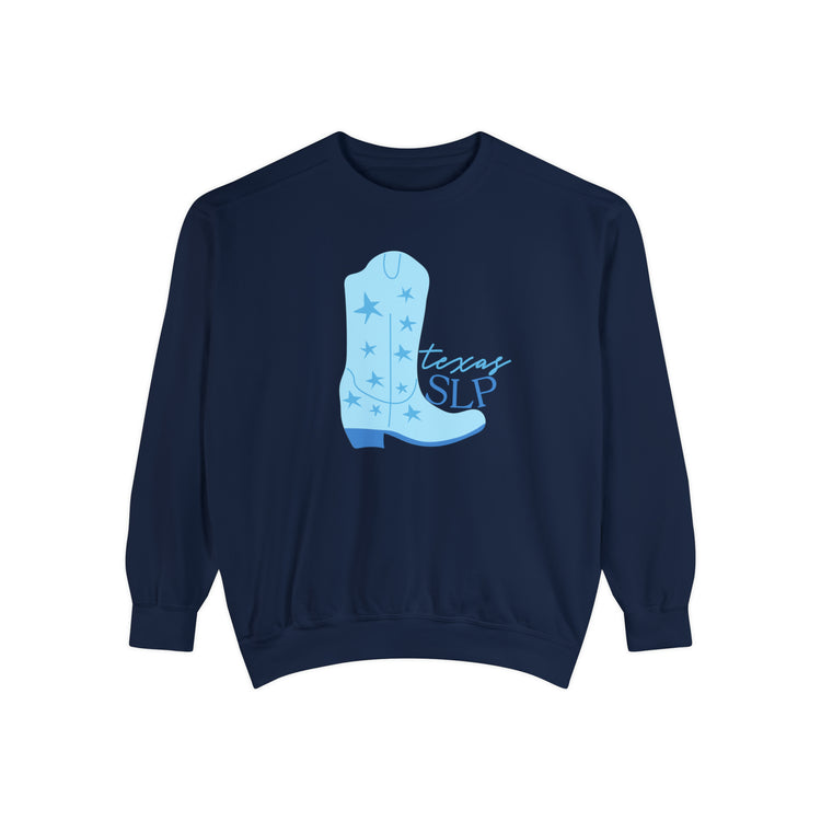 blue boots texas SLP comfort colors crewneck