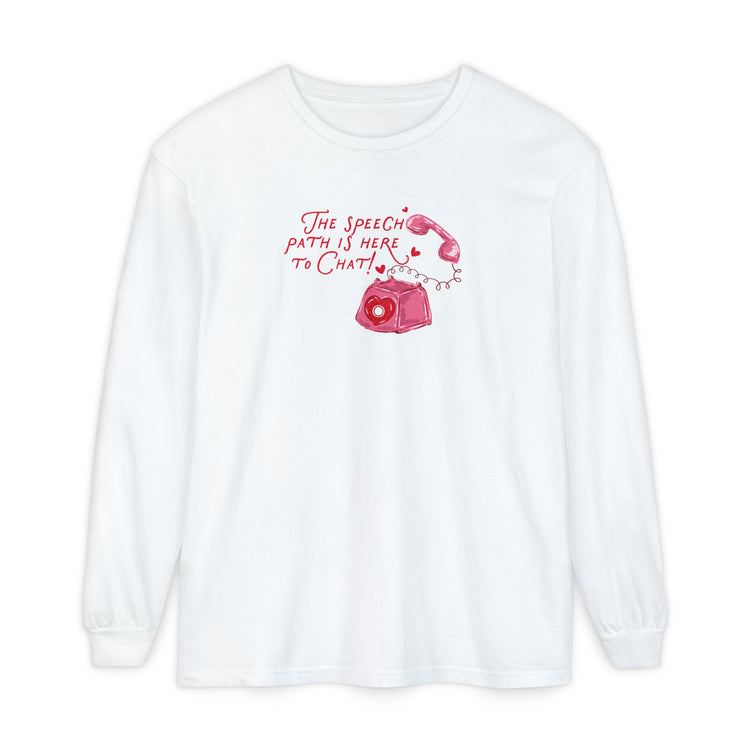 the speech path is here to chat phone long sleeve tee