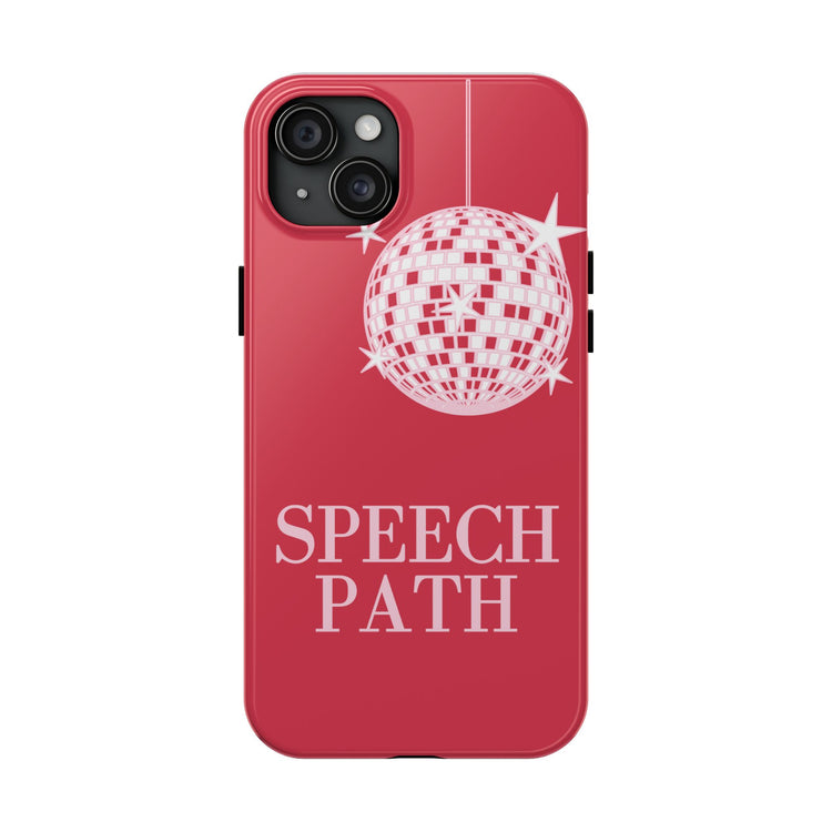 speech path disco ball red iPhone case