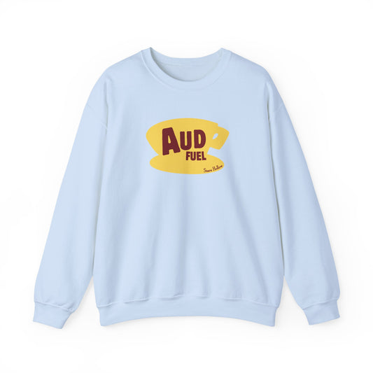 aud fuel yellow coffee cup crewneck