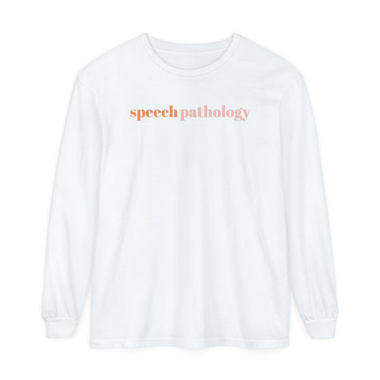 simple speech pathology orange comfort colors long sleeve tee