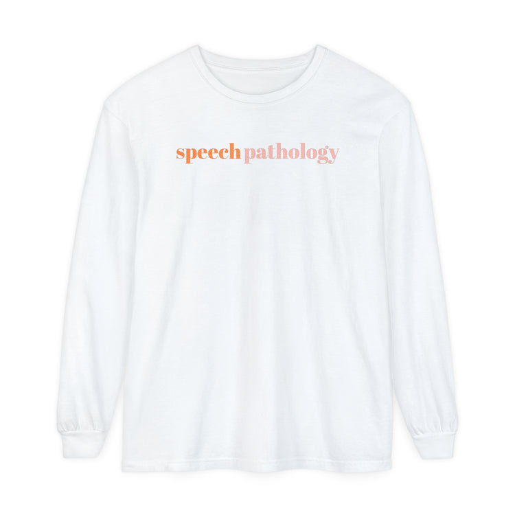 simple speech pathology orange comfort colors long sleeve tee