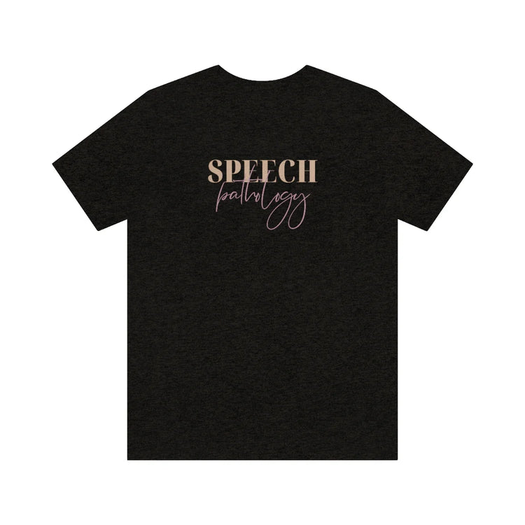 speech pathology neutral and purple short sleeve tee (sample sale)