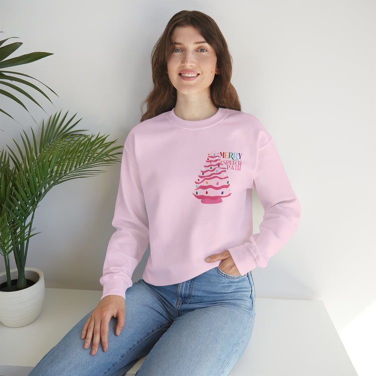 merry speech path ceramic tree crewneck