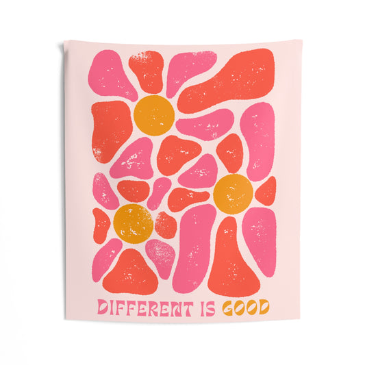 different is good retro flower WALL TAPESTRY