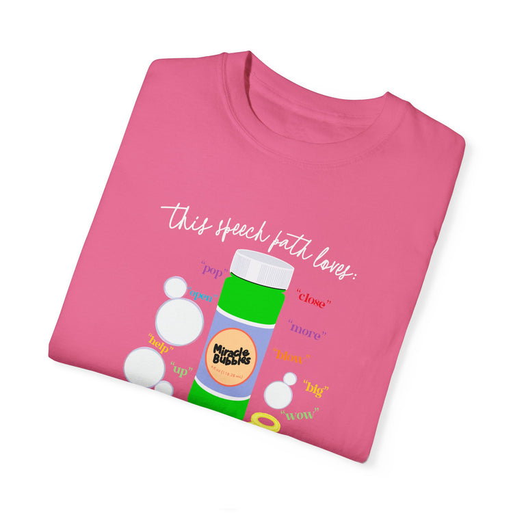 bubbles speech path loves comfort colors tee