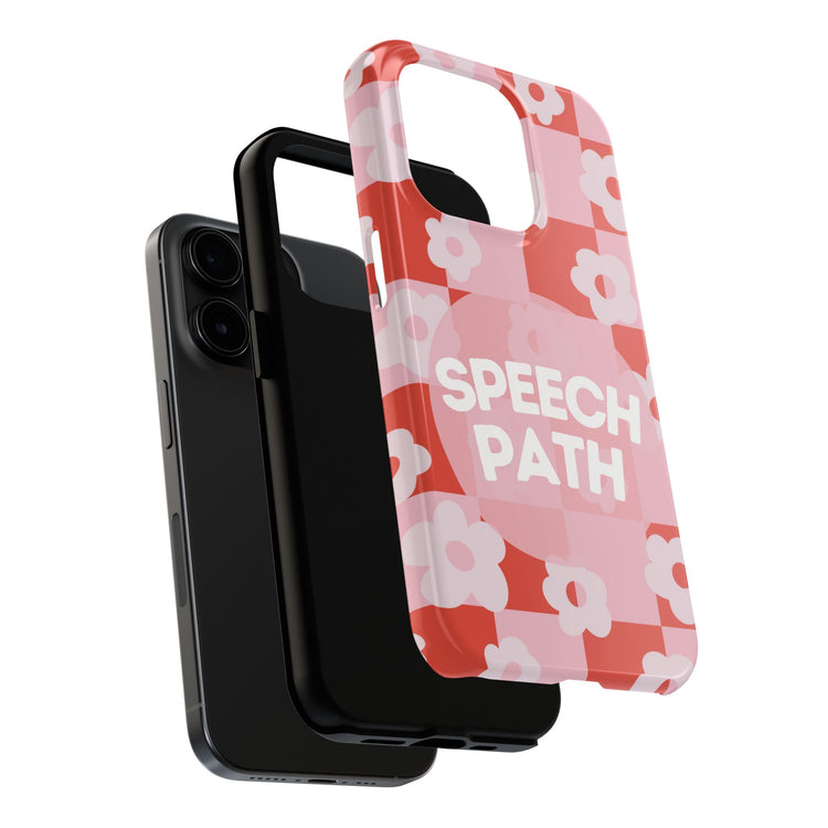 speech path red retro flower iPhone case