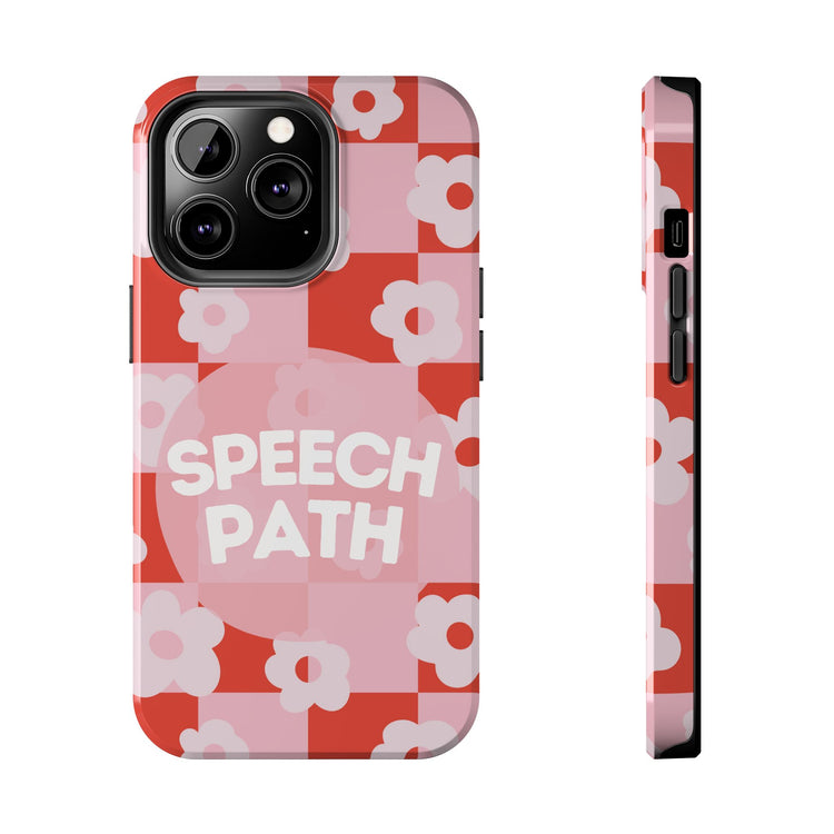 speech path red retro flower iPhone case