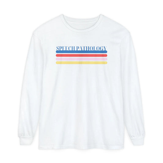 speech pathology colorful lines comfort colors long sleeve tee (sample sale)