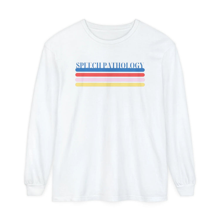 speech pathology colorful lines comfort colors long sleeve tee (sample sale)
