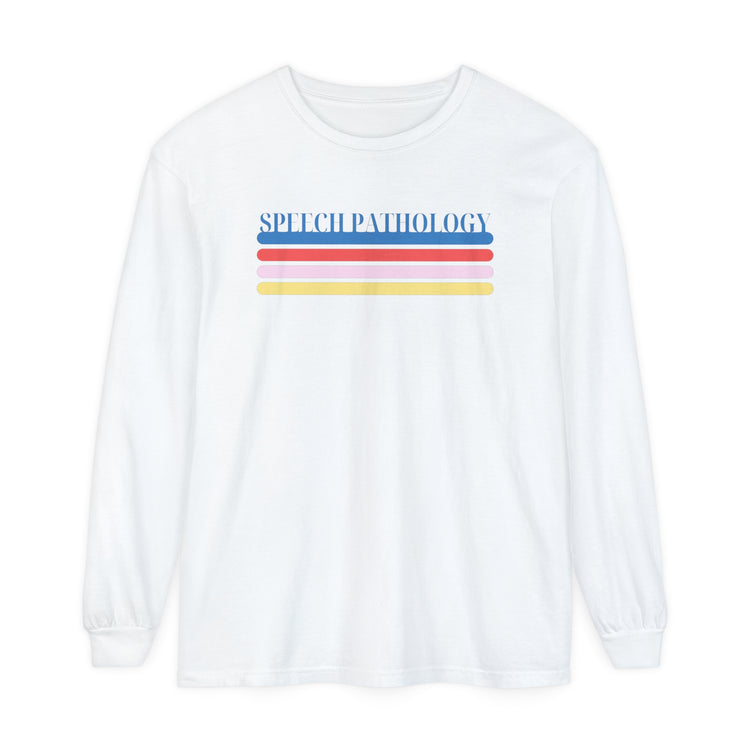 speech pathology colorful lines comfort colors long sleeve tee