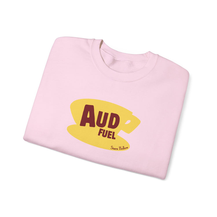 aud fuel yellow coffee cup crewneck