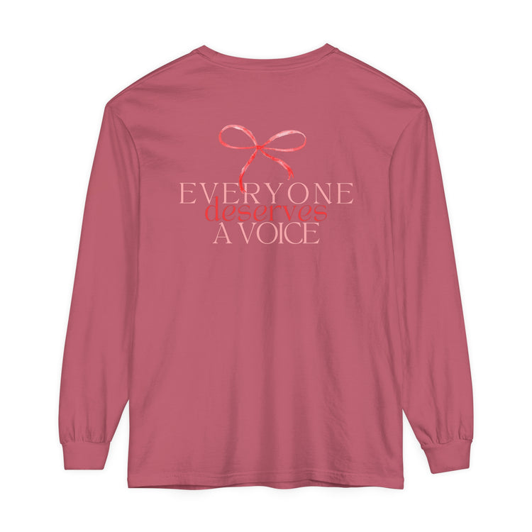 red bow speech path comfort colors long sleeve tee