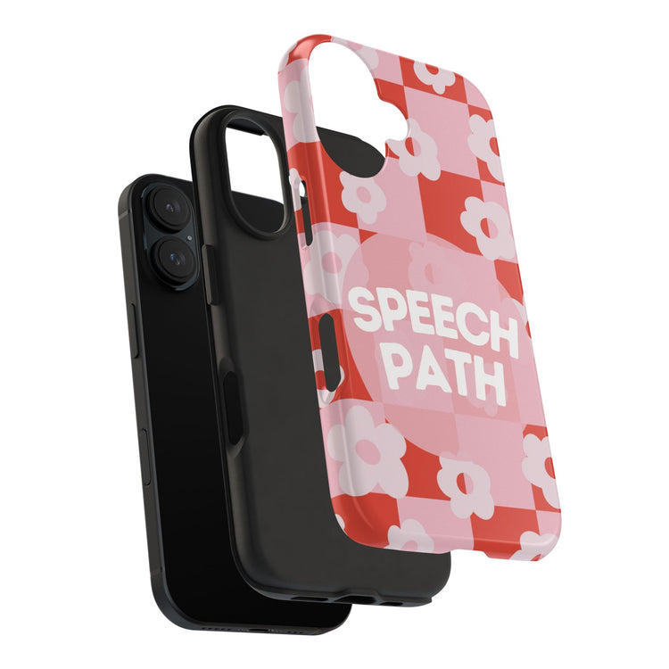 speech path red retro flower iPhone case