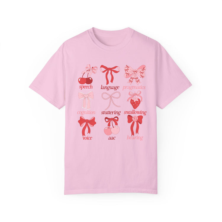 SLP scope pink/red bows comfort colors tee