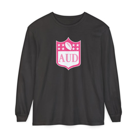 AUD football crest comfort colors long sleeve tee