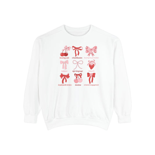 audiology scope cherry bow comfort colors crewneck