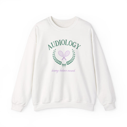 audiology tennis crest crewneck