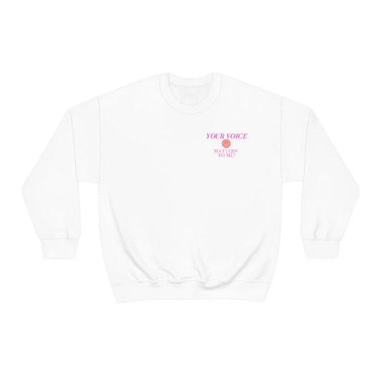 your voice matters smiley SLP crewneck (sample sale)