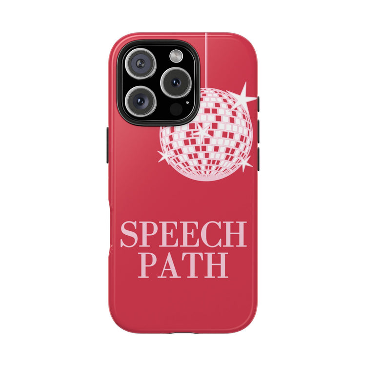 speech path disco ball red iPhone case