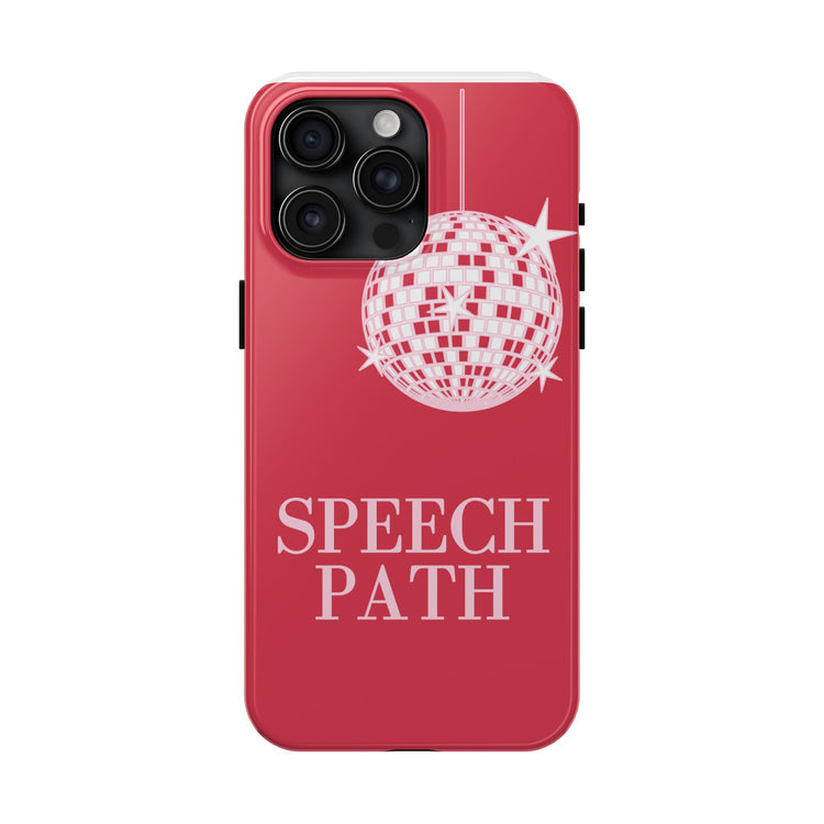 speech path disco ball red iPhone case