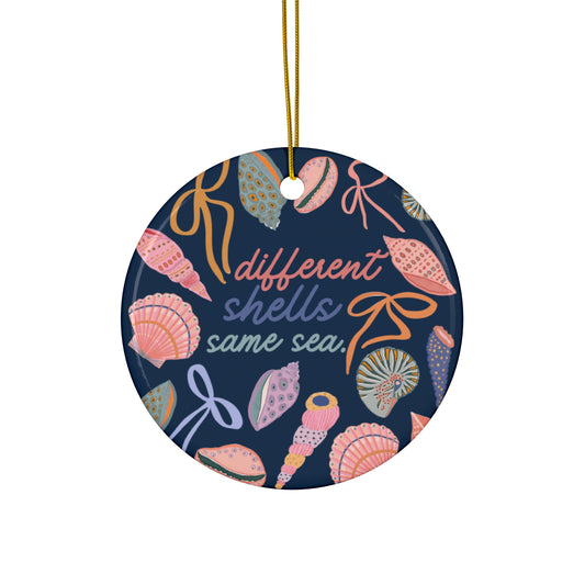 different shells same sea circle ornament