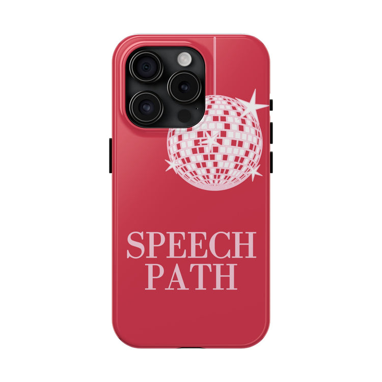 speech path disco ball red iPhone case