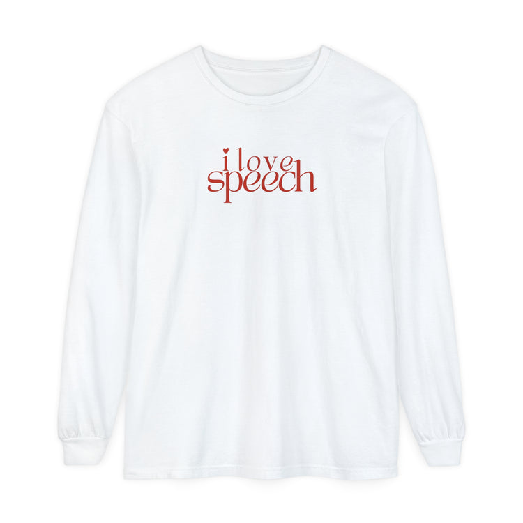 i love speech comfort colors long sleeve tee