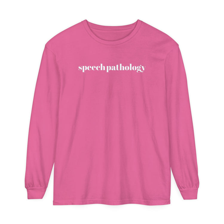 simple speech pathology comfort colors long sleeve tee