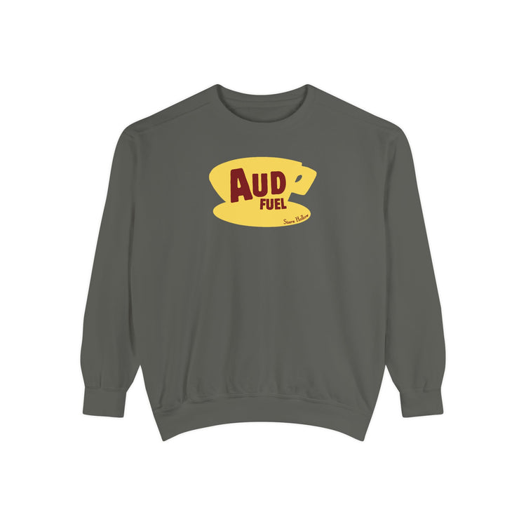 aud fuel yellow coffee cup comfort colors crewneck