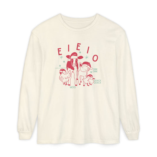 EIEIO holiday barn animals long sleeve tee