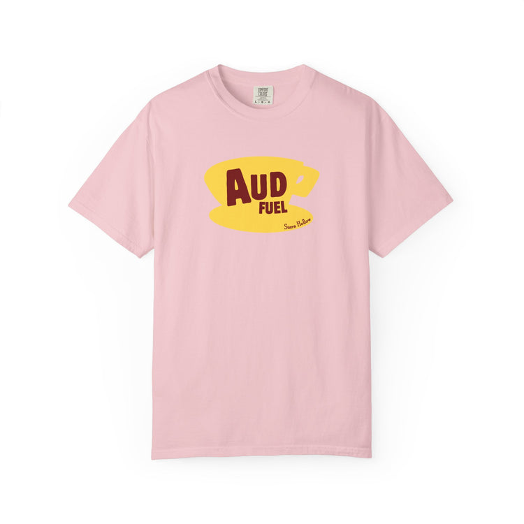 aud fuel yellow coffee cup comfort colors tee