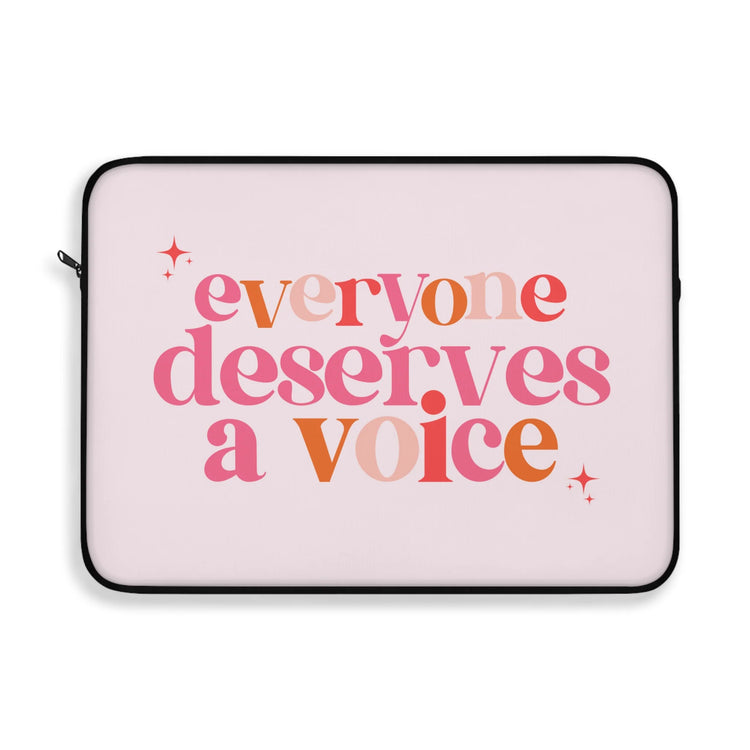 pink everyone deserves a voice laptop sleeve 15 inch (sample sale)