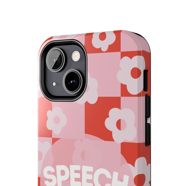 speech path red retro flower iPhone case