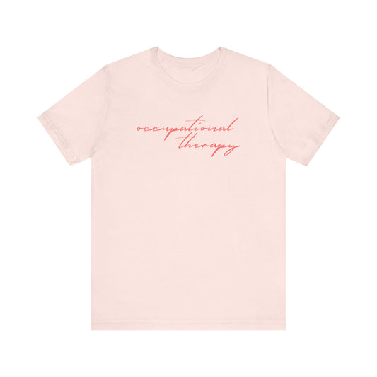 OT red cursive short sleeve tee