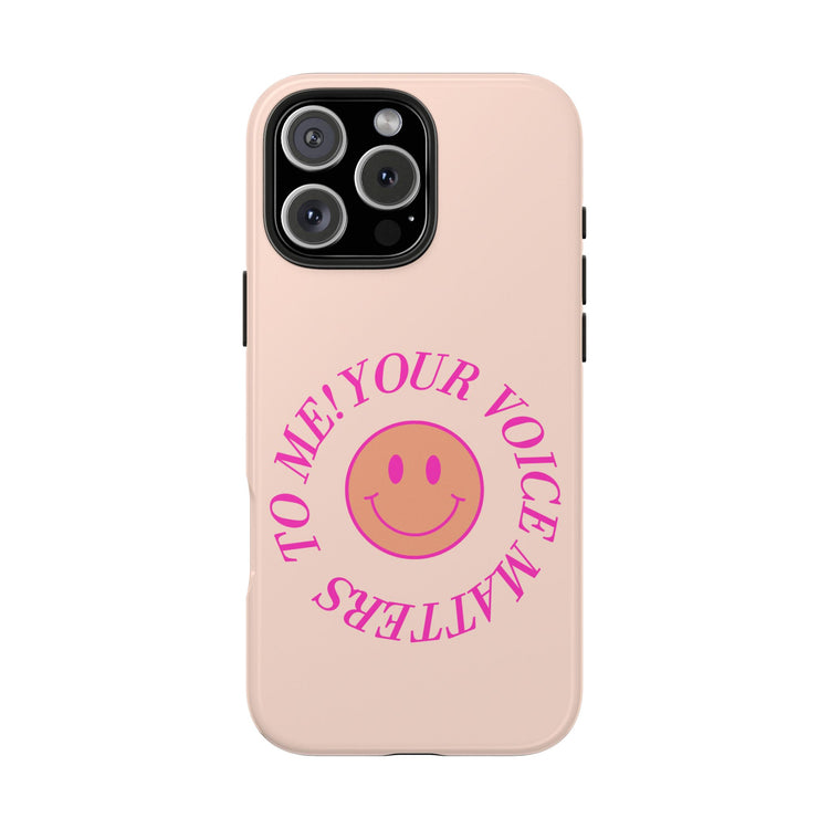 your voice matters smiley iPhone case