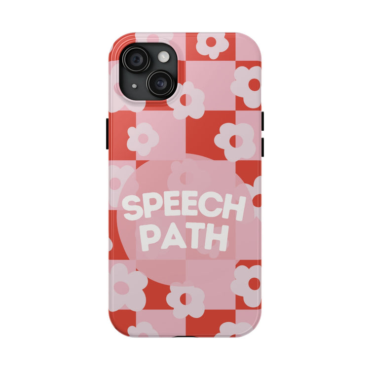 speech path red retro flower iPhone case