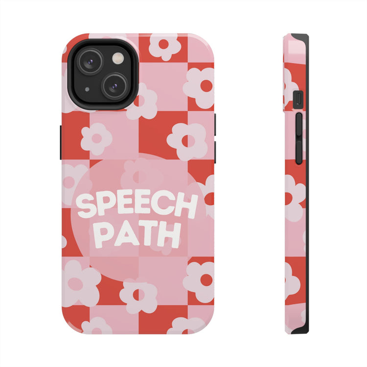 speech path red retro flower iPhone case