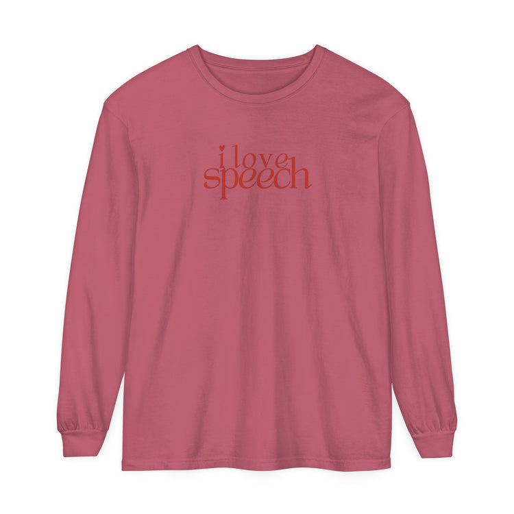 i love speech comfort colors long sleeve tee