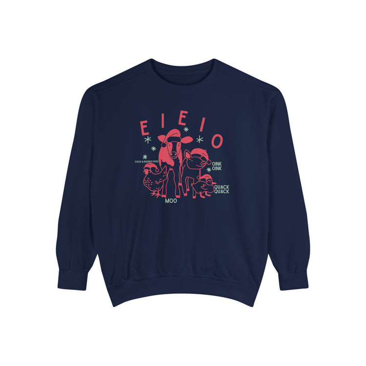 EIEIO holiday barn animals comfort colors crewneck