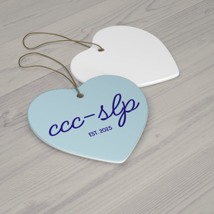 simple blue ccc-slp est. 2025 heart ornament