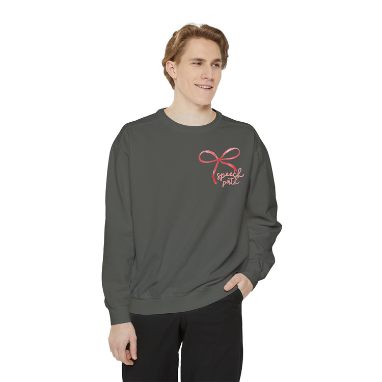 everyone deserves a voice red bow comfort colors crewneck